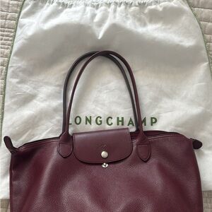 Longchamp Burgundy Leather Tote Bag